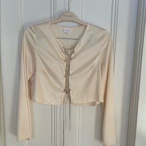 Kleo Satin Lace-Up Blouse